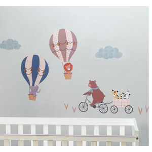 Bedtime Originals Up Up & Away Hot Air Balloon Animals Wall Decals New
